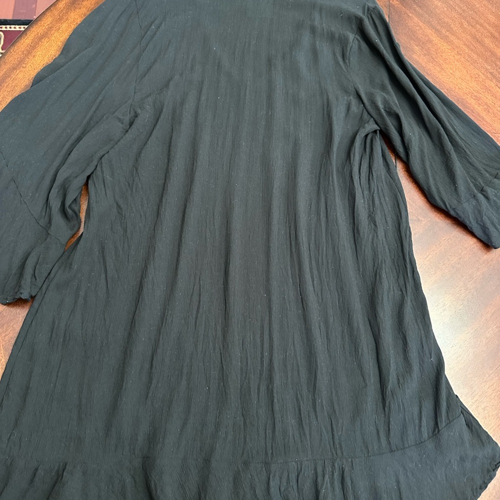 Anne Cole Black V-Neck Flowy Beach Swim Coverup Lightweight Tunic Top 3/4 Sleeve - Picture 3 of 8